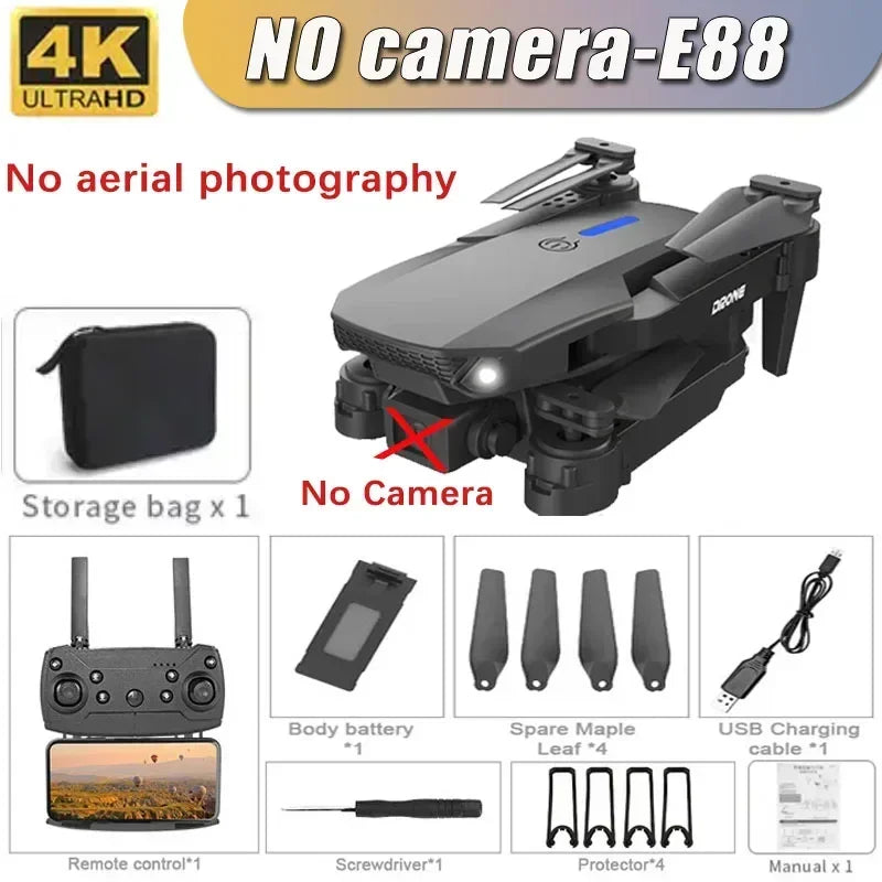 E88Pro 4K Drone with 1080P Dual HD Camera Foldable WiFi FPV RC Helicopter for Aerial Photography and Gifts