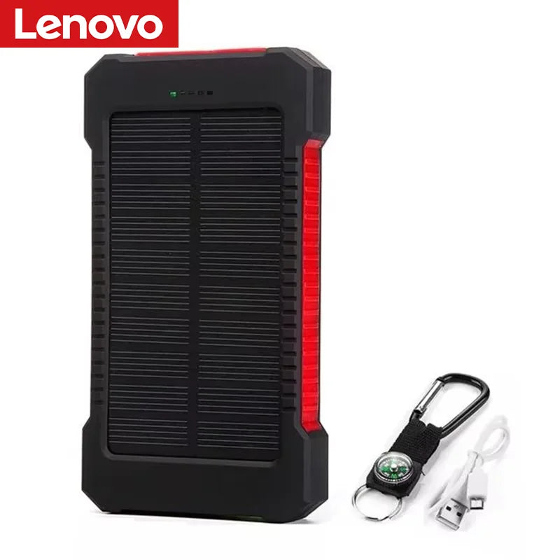 Lenovo 500000mAh Solar Power Bank Large Capacity Super Fast Charging Outdoor Portable External Battery for iPhone Huawei Samsung