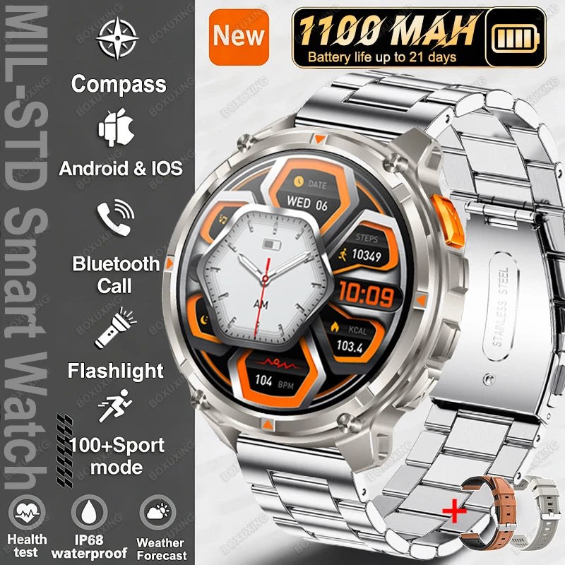 New T-Rex3 Ultra 1100mAh Battery Smart Watch GPS Track Compass IP68 Waterproof Outdoors Sports Military Flashlight Smartwatchse