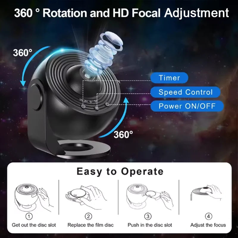 Starry Sky Galaxy Projector Universe Night Light 360° Rotate Planetarium Lamp for Kids Bedroom Valentine’s Day Gift Wedding Deco