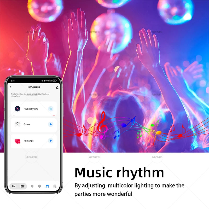Bluetooth LED Bulb Dimmable 15W 18W E27 B22 220V RGBCW Color Change Lamps  Smart Life APP Group Control Music Rhythm Timing