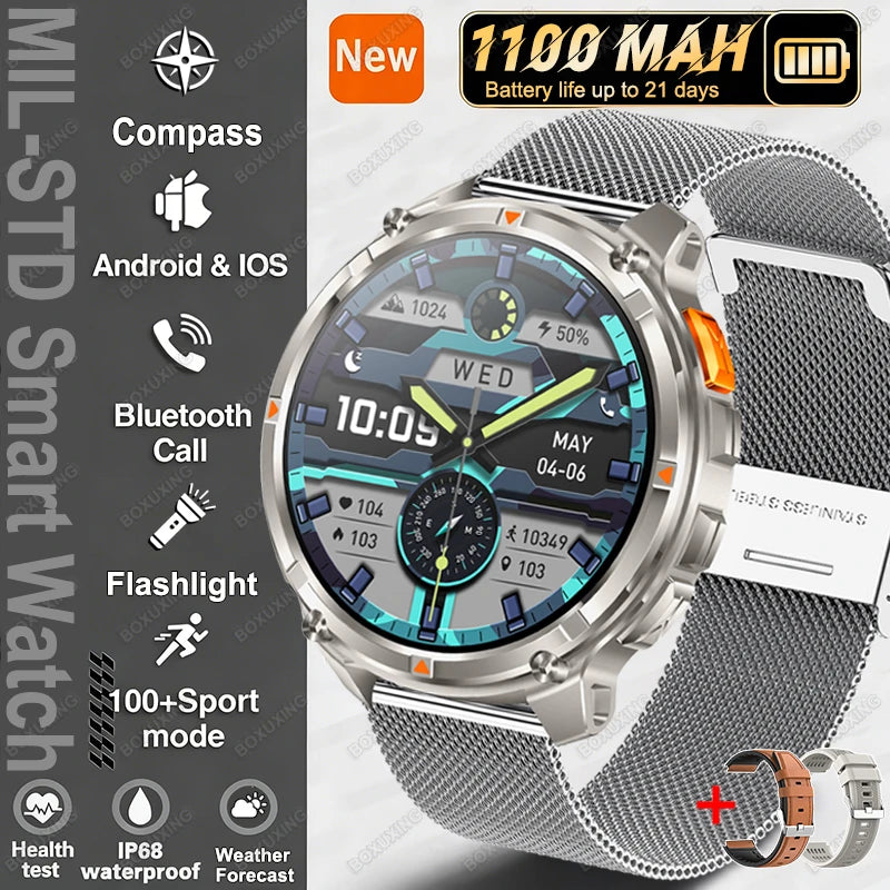 New T-Rex3 Ultra 1100mAh Battery Smart Watch GPS Track Compass IP68 Waterproof Outdoors Sports Military Flashlight Smartwatchse