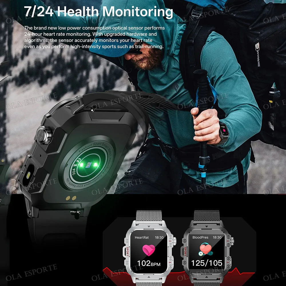 New Men's Smart Watch LED Flashlight Outdoor Sports Smart Watch Wristwatch Health Monitoring 1.44Inch Bluetooth Call Smart Watch