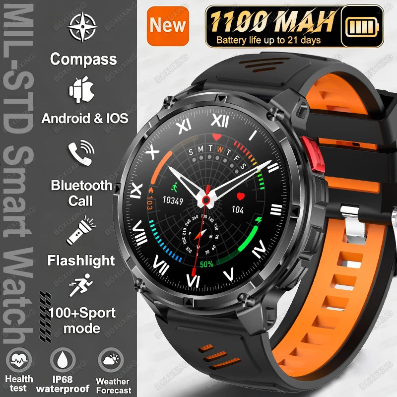 New T-Rex3 Ultra 1100mAh Battery Smart Watch GPS Track Compass IP68 Waterproof Outdoors Sports Military Flashlight Smartwatchse