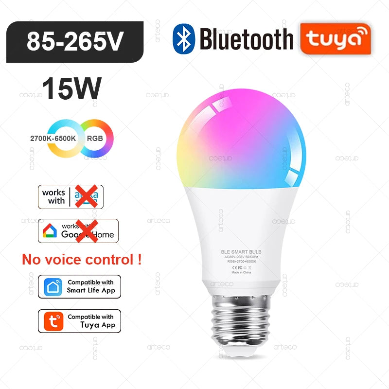E27 E14 GU10 Bulb WIFI Zigbee Bluetooth,Dimmable Smart LED Lamp 2700-6500K RGB,LED Light Bulb Work With Alexa Amazon Google