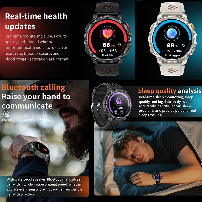 New T-Rex3 Ultra 1100mAh Battery Smart Watch GPS Track Compass IP68 Waterproof Outdoors Sports Military Flashlight Smartwatchse