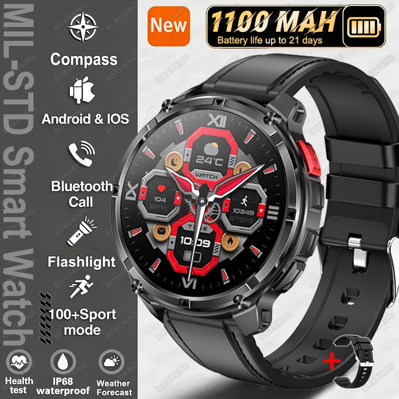 New T-Rex3 Ultra 1100mAh Battery Smart Watch GPS Track Compass IP68 Waterproof Outdoors Sports Military Flashlight Smartwatchse