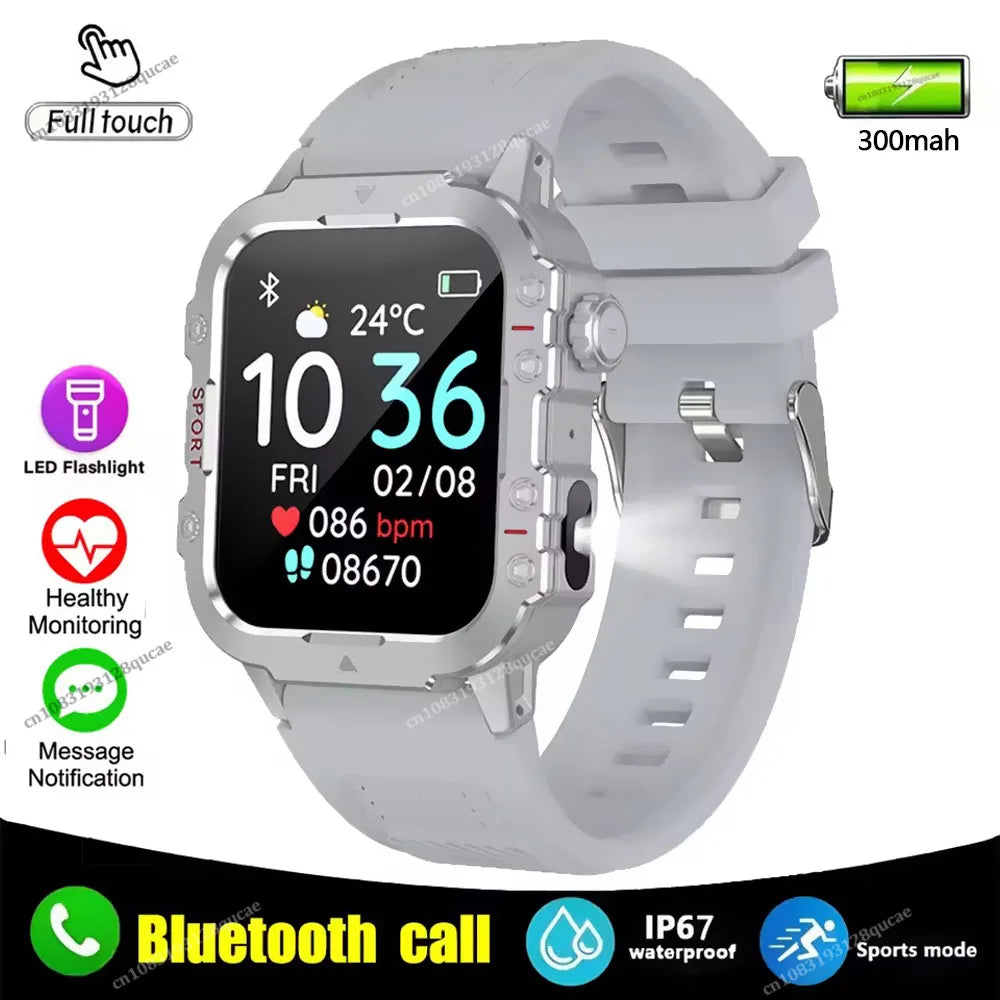 New Men's Smart Watch LED Flashlight Outdoor Sports Smart Watch Wristwatch Health Monitoring 1.44Inch Bluetooth Call Smart Watch