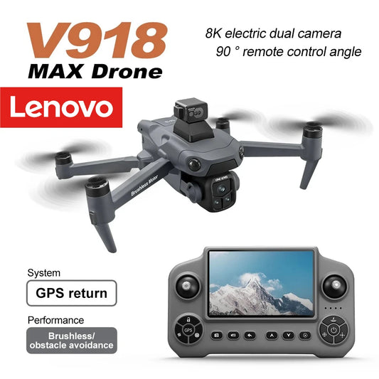 Lenovo V918 MAX GPS Drone 360° Laser obstacle avoidance 8K Professional Camera 3 Batteries WIFI Brushless RC Dron Quadcopter