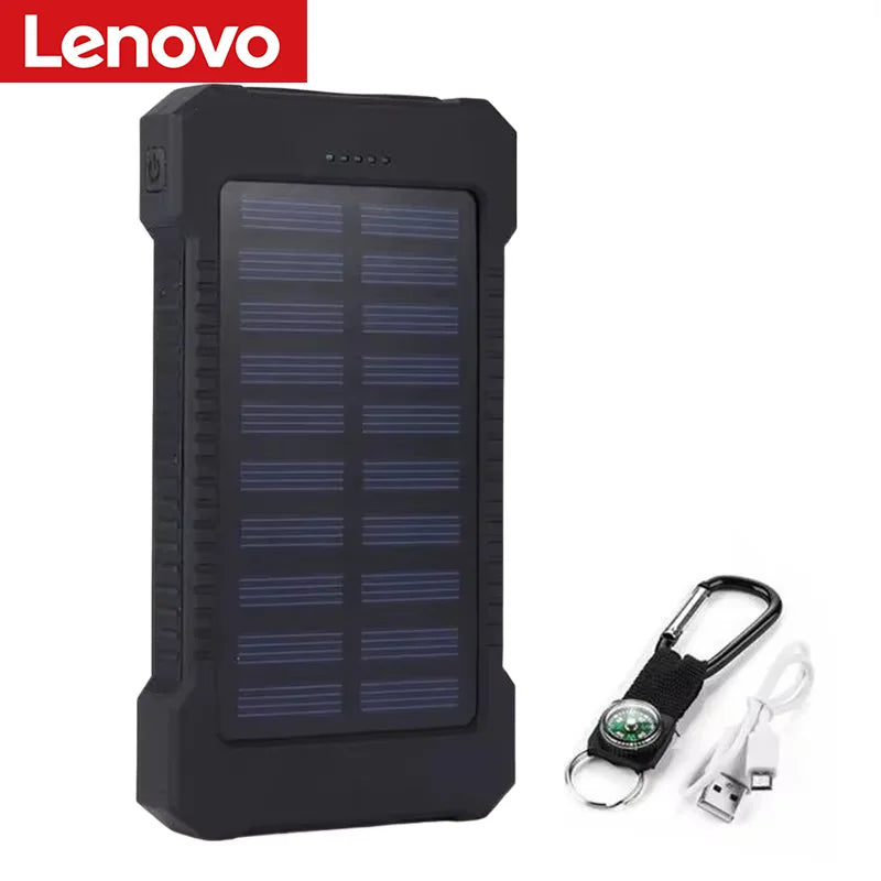 Lenovo 500000mAh Solar Power Bank Large Capacity Super Fast Charging Outdoor Portable External Battery for iPhone Huawei Samsung