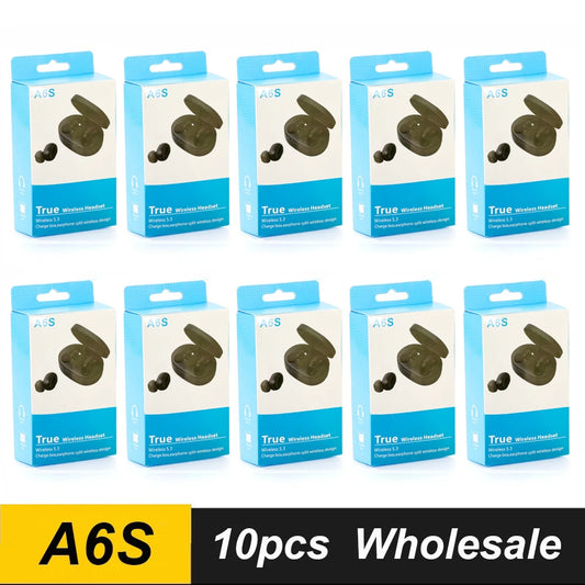 10Pcs Wholesale A6S TWS Wireless Headphones Bluetooth Earphone 5.0 Stereo Headset Earbuds with Microphone for ISO Android