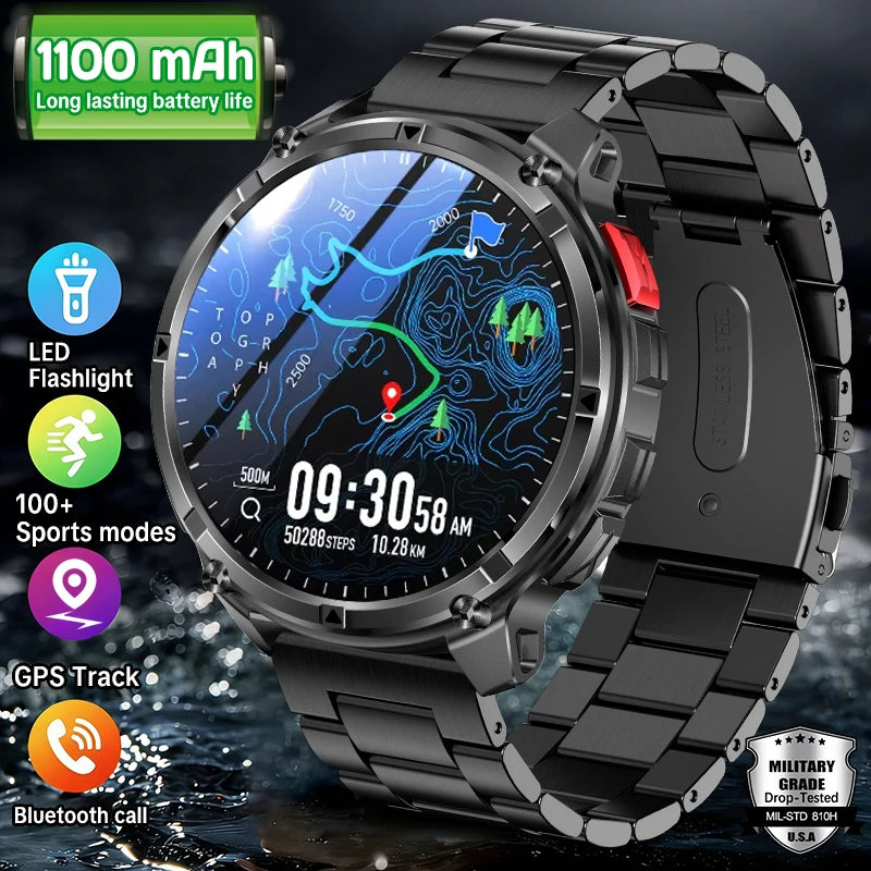 New T-Rex3 Ultra 1100mAh Battery Smart Watch GPS Track Compass IP68 Waterproof Outdoors Sports Military Flashlight Smartwatchse
