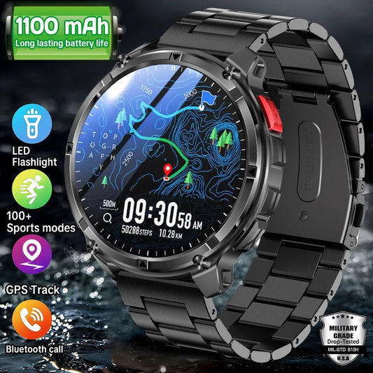 New T-Rex3 Ultra 1100mAh Battery Smart Watch GPS Track Compass IP68 Waterproof Outdoors Sports Military Flashlight Smartwatchse