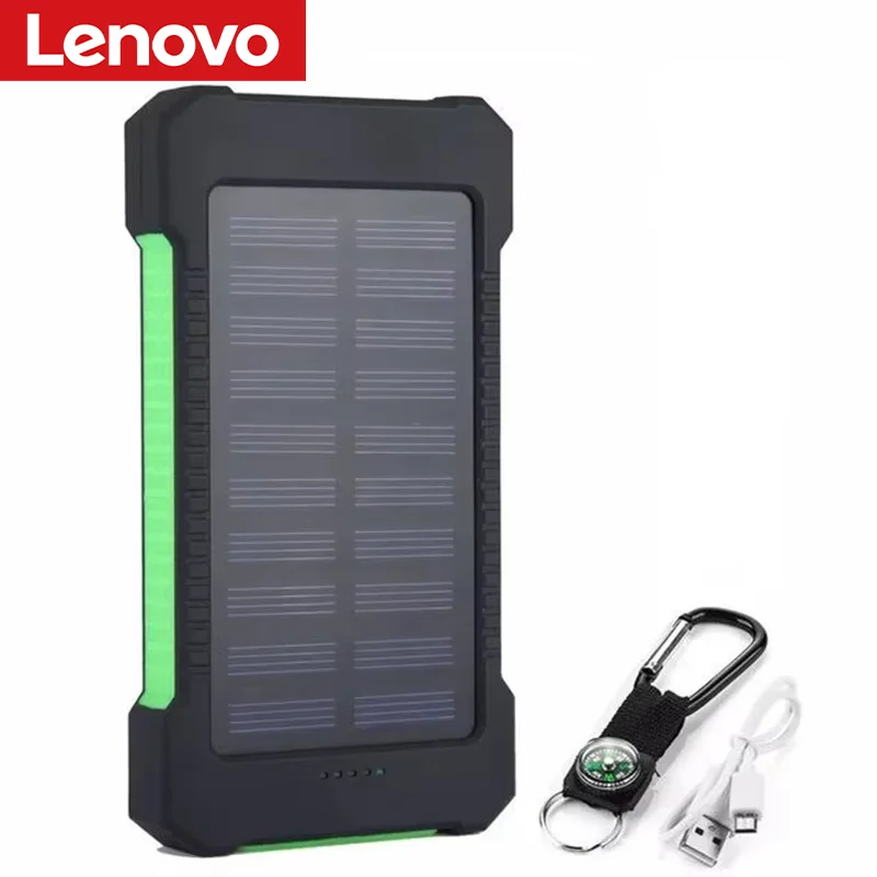 Lenovo 500000mAh Solar Power Bank Large Capacity Super Fast Charging Outdoor Portable External Battery for iPhone Huawei Samsung