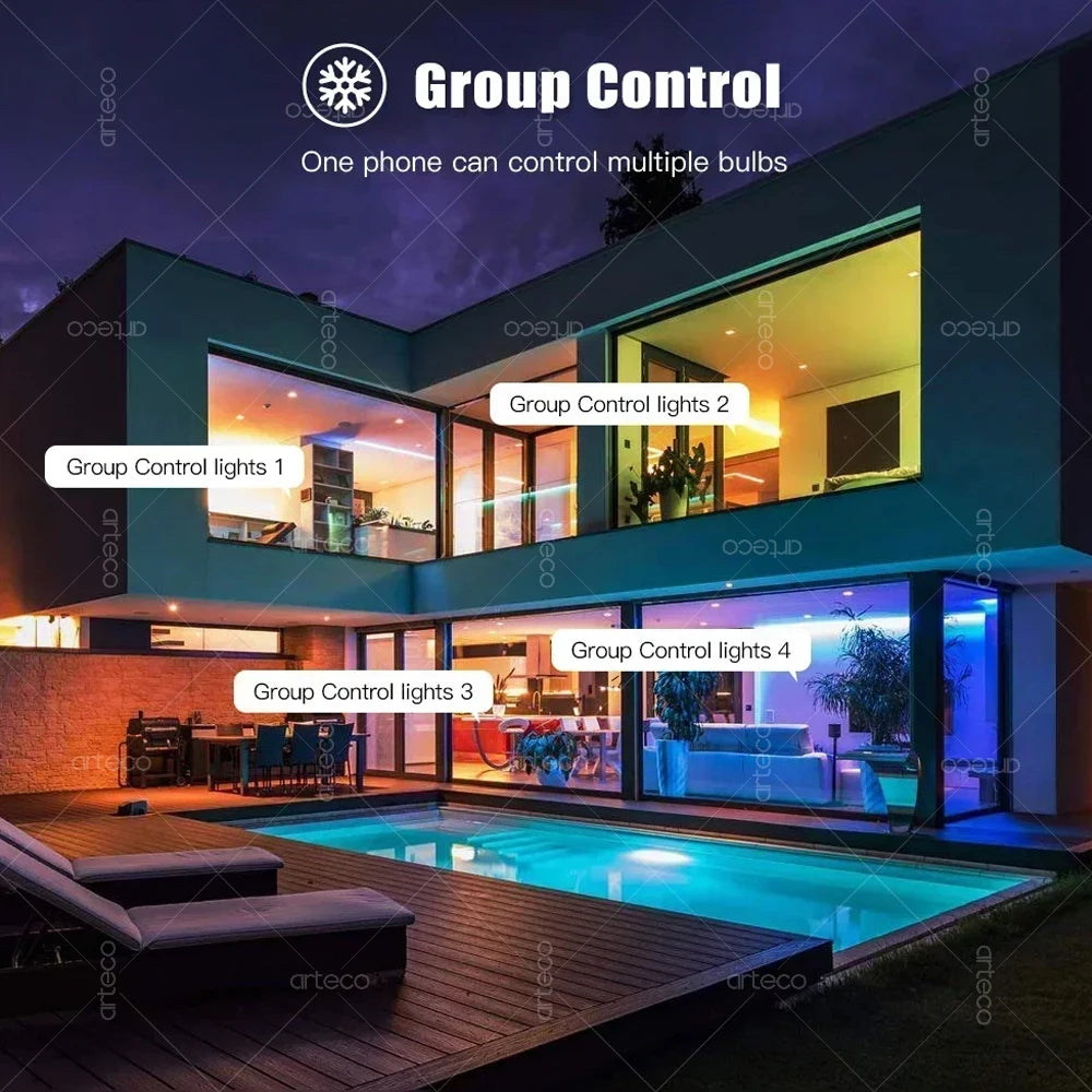 E27 E14 GU10 Bulb WIFI Zigbee Bluetooth,Dimmable Smart LED Lamp 2700-6500K RGB,LED Light Bulb Work With Alexa Amazon Google