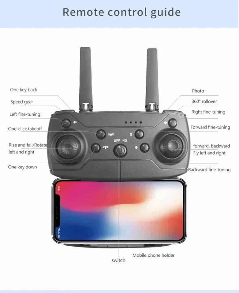 E88Pro 4K Drone with 1080P Dual HD Camera Foldable WiFi FPV RC Helicopter for Aerial Photography and Gifts