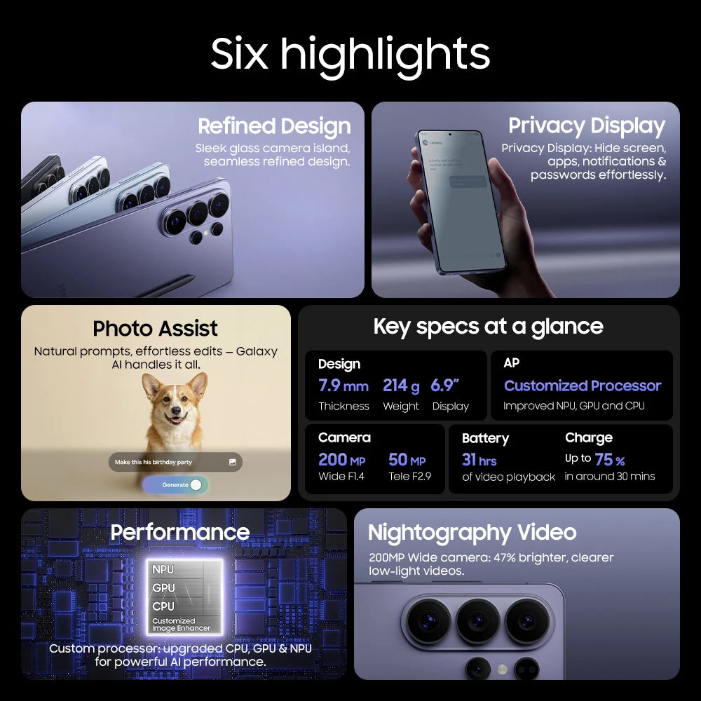2026 New Samsung Galaxy S26 Ultra 5G Smartphone Snapdragon 8 Elite Gen 5 6.9" 120Hz LTPO AMOLED Privacy Display 200MP Camera