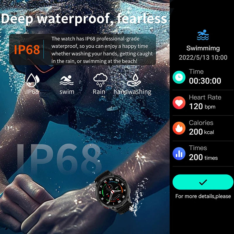 New T-Rex3 Ultra 1100mAh Battery Smart Watch GPS Track Compass IP68 Waterproof Outdoors Sports Military Flashlight Smartwatchse