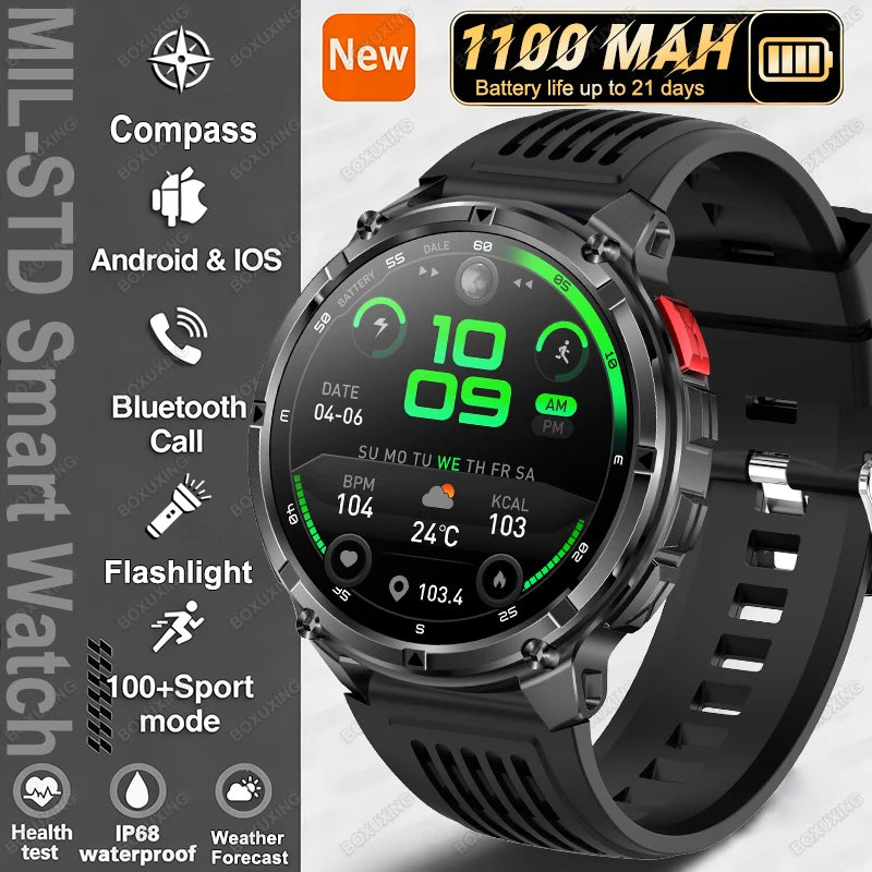 New T-Rex3 Ultra 1100mAh Battery Smart Watch GPS Track Compass IP68 Waterproof Outdoors Sports Military Flashlight Smartwatchse