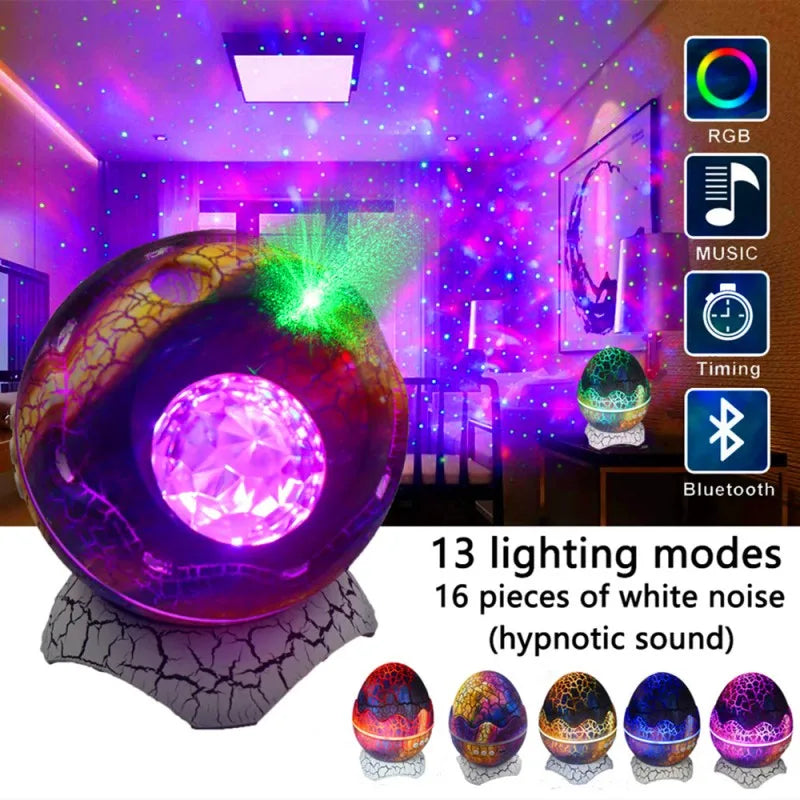 Led Dragon Egg Lamp Dinosaur Eggs Shell Galaxy Starry Projector Bluetooth-compatible Remote Control Night Lights Children Gift