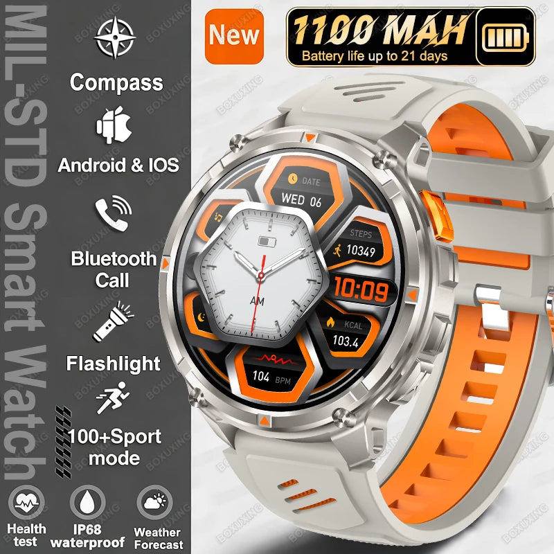 New T-Rex3 Ultra 1100mAh Battery Smart Watch GPS Track Compass IP68 Waterproof Outdoors Sports Military Flashlight Smartwatchse