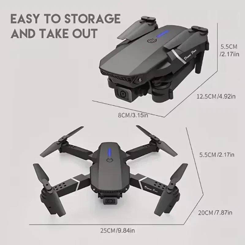 E88Pro 4K Drone with 1080P Dual HD Camera Foldable WiFi FPV RC Helicopter for Aerial Photography and Gifts
