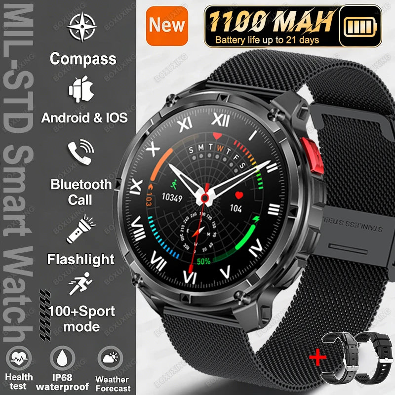 New T-Rex3 Ultra 1100mAh Battery Smart Watch GPS Track Compass IP68 Waterproof Outdoors Sports Military Flashlight Smartwatchse