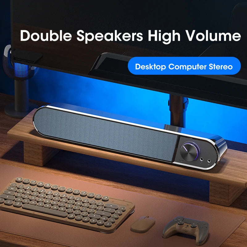 Home Theater Bluetooth Soundbar with Subwoofer 4D Surround Sound Speaker for TV and Computer Wired Stereo with Strong Bass