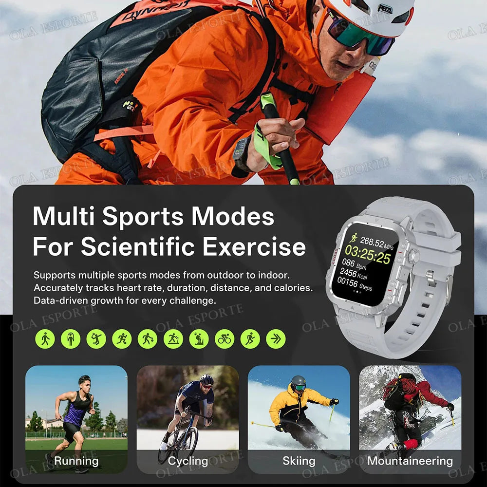 New Men's Smart Watch LED Flashlight Outdoor Sports Smart Watch Wristwatch Health Monitoring 1.44Inch Bluetooth Call Smart Watch