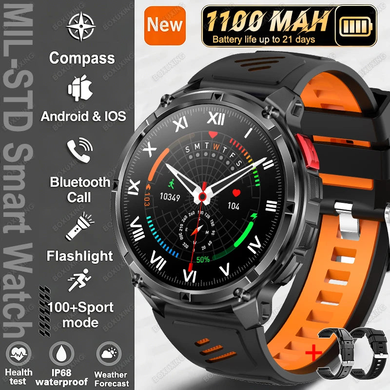 New T-Rex3 Ultra 1100mAh Battery Smart Watch GPS Track Compass IP68 Waterproof Outdoors Sports Military Flashlight Smartwatchse
