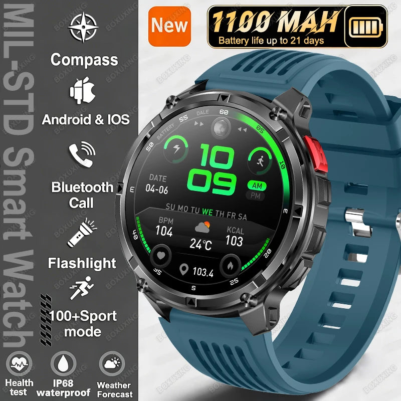 New T-Rex3 Ultra 1100mAh Battery Smart Watch GPS Track Compass IP68 Waterproof Outdoors Sports Military Flashlight Smartwatchse
