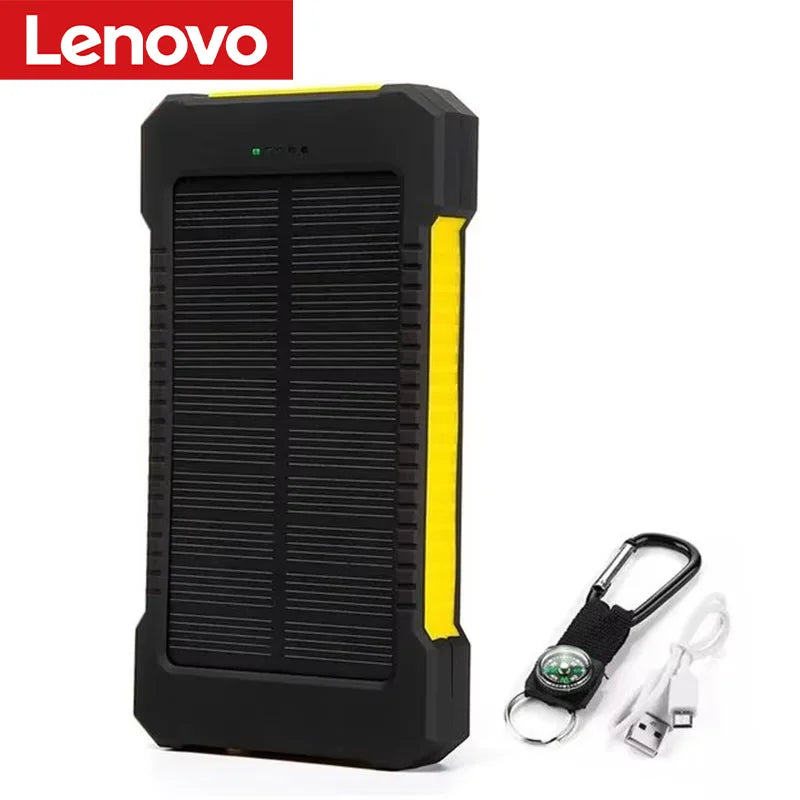 Lenovo 500000mAh Solar Power Bank Large Capacity Super Fast Charging Outdoor Portable External Battery for iPhone Huawei Samsung