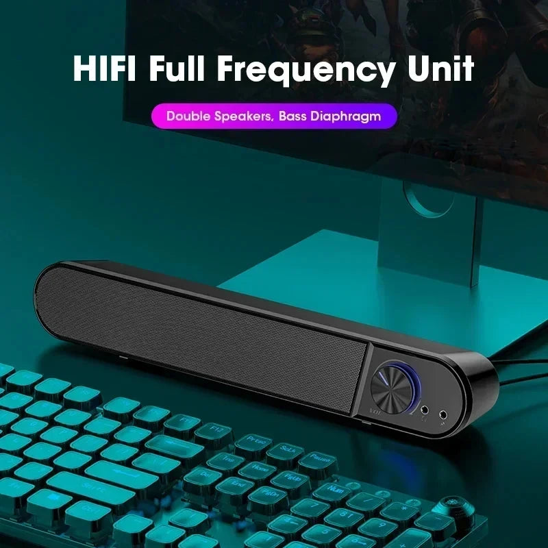 Home Theater Bluetooth Soundbar with Subwoofer 4D Surround Sound Speaker for TV and Computer Wired Stereo with Strong Bass
