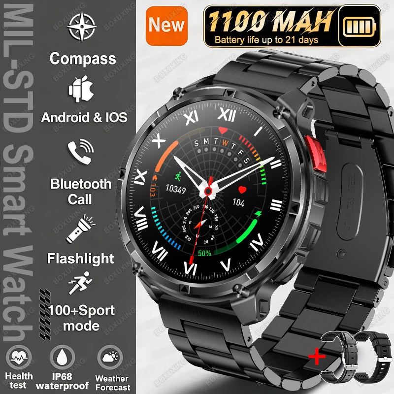 New T-Rex3 Ultra 1100mAh Battery Smart Watch GPS Track Compass IP68 Waterproof Outdoors Sports Military Flashlight Smartwatchse