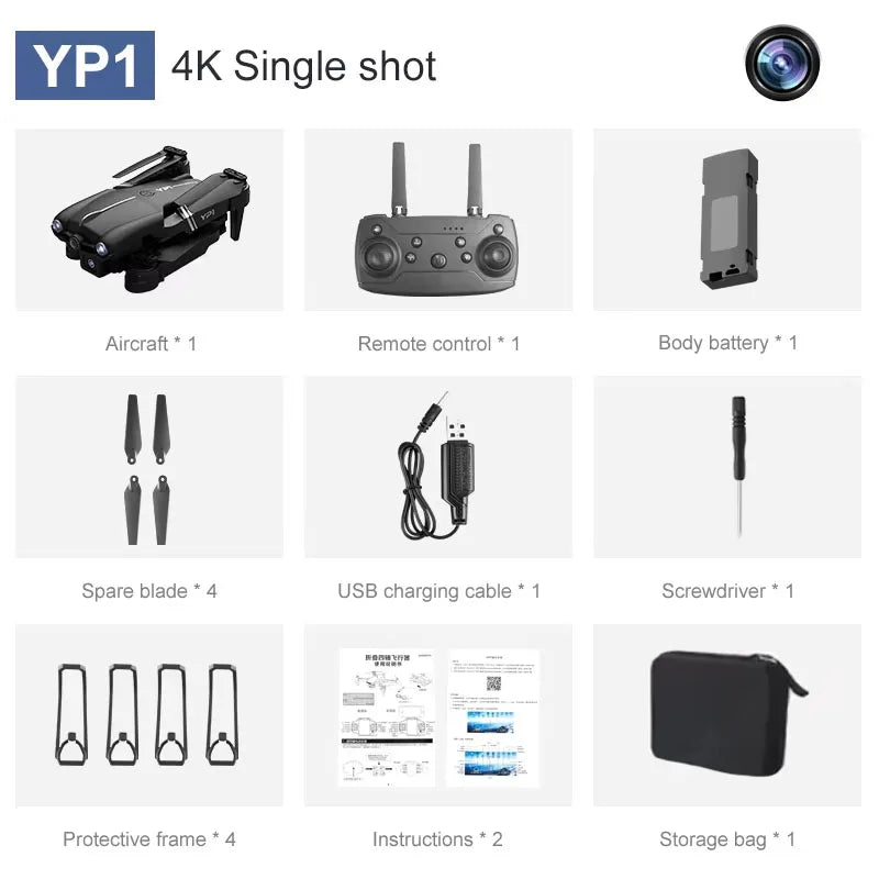 FPV Drone RC YP1 4K HD Wide Angle WIFI Foldable Quadcopter 1080P Camera Aerial Photography Toy Gift ﻿2026 New