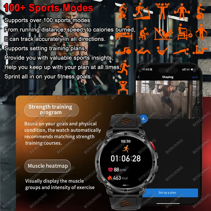 New T-Rex3 Ultra 1100mAh Battery Smart Watch GPS Track Compass IP68 Waterproof Outdoors Sports Military Flashlight Smartwatchse