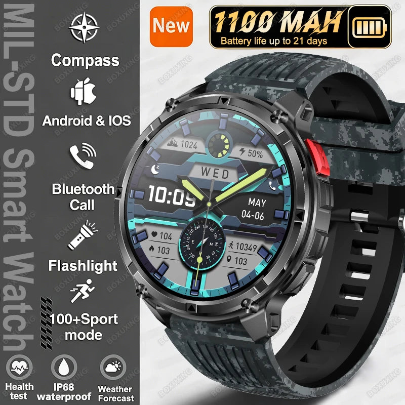 New T-Rex3 Ultra 1100mAh Battery Smart Watch GPS Track Compass IP68 Waterproof Outdoors Sports Military Flashlight Smartwatchse