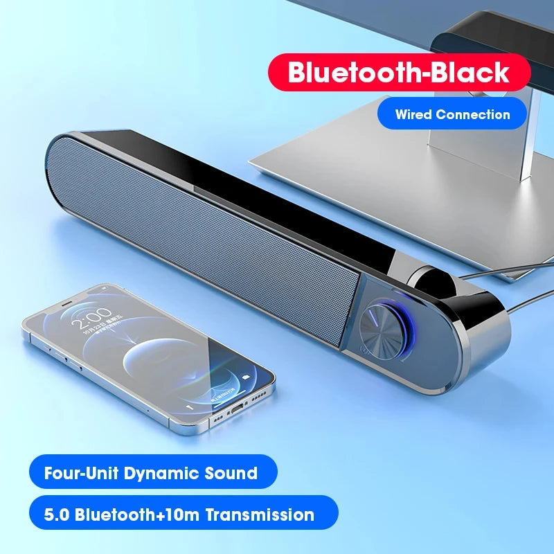Home Theater Bluetooth Soundbar with Subwoofer 4D Surround Sound Speaker for TV and Computer Wired Stereo with Strong Bass