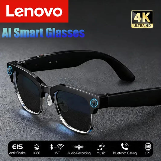 Lenovo 4K HD AI Smart Glasses 800w Pixel Multifunctional Camera Bluetooth Call Voice Assistant Music Player Smart Translation
