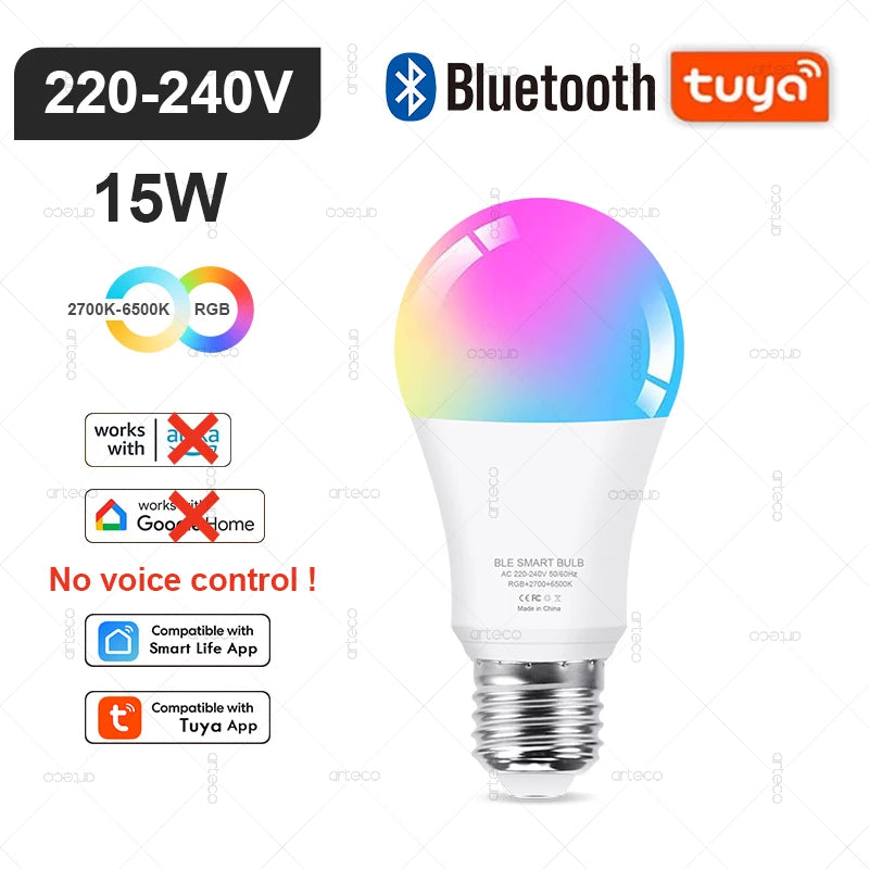 E27 E14 GU10 Bulb WIFI Zigbee Bluetooth,Dimmable Smart LED Lamp 2700-6500K RGB,LED Light Bulb Work With Alexa Amazon Google