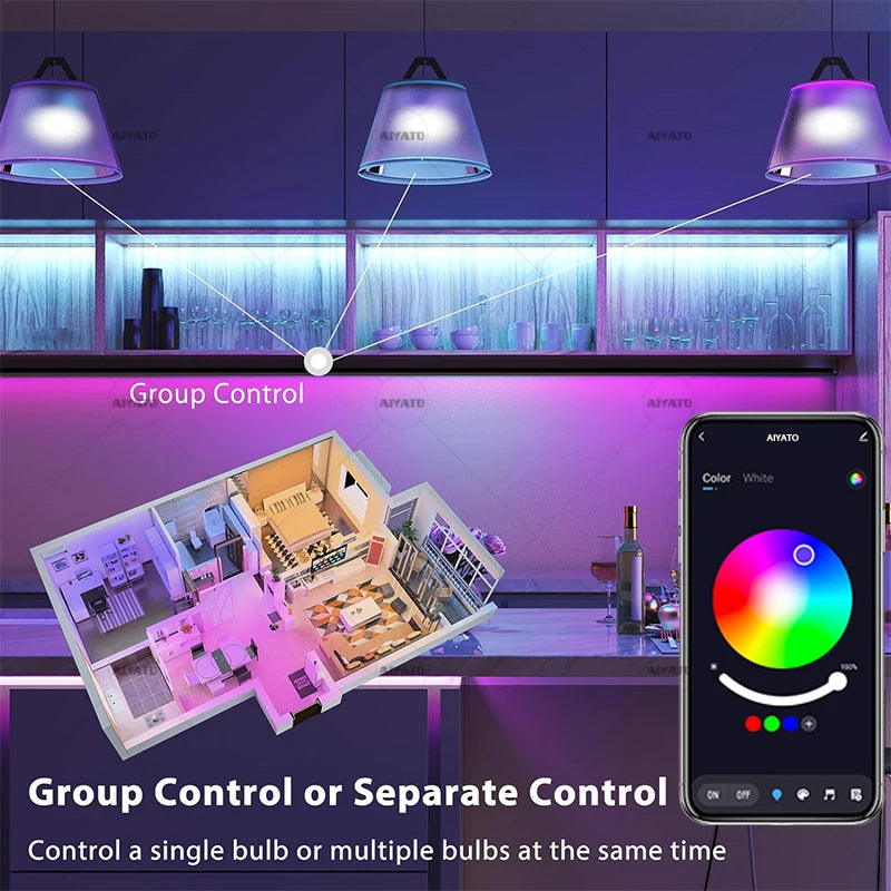 Bluetooth LED Bulb Dimmable 15W 18W E27 B22 220V RGBCW Color Change Lamps  Smart Life APP Group Control Music Rhythm Timing