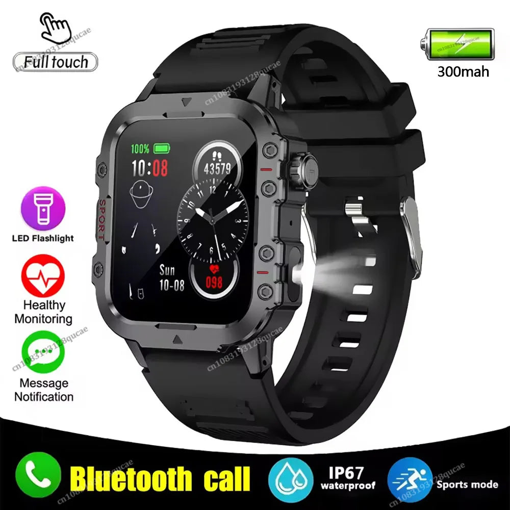 New Men's Smart Watch LED Flashlight Outdoor Sports Smart Watch Wristwatch Health Monitoring 1.44Inch Bluetooth Call Smart Watch