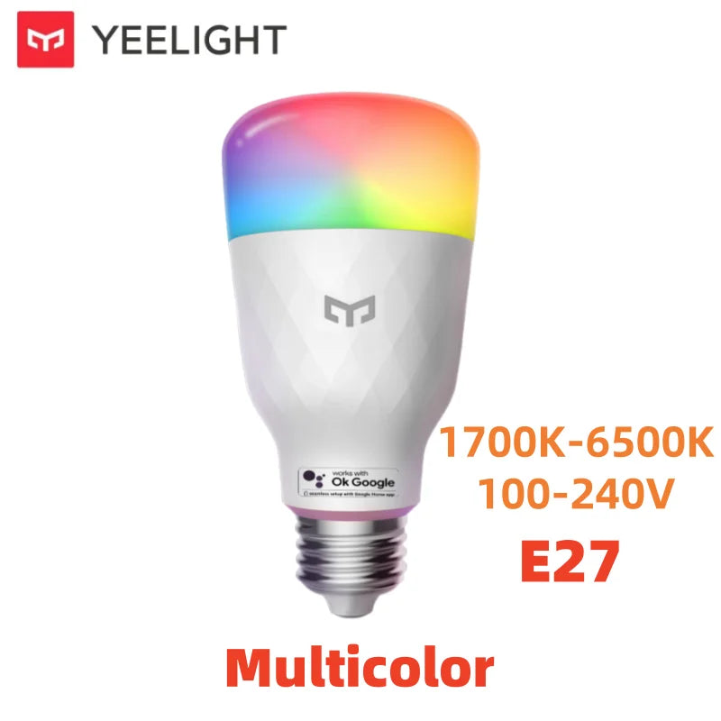 Luz inteligente que cambia el ambiente de tu habitacion desde el celular YEELIGHT Smart LED Bulb Multicolor M2 RGB Bulb E26/E27 Bluetooth Connection 6500K Voice Control 1000 Lumens works wiht Ok Goolge