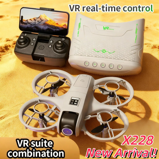 X228 VR Glasses Drone 8K HD Optical Flow Hovers Headless Mode Helicopter 360° Flip Quadcopter Toys Mini Drone Fors Kid Toy Gifts
