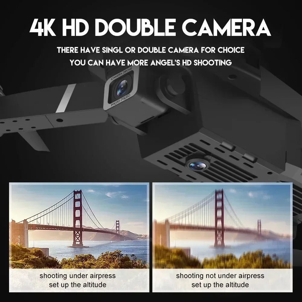 E88Pro 4K Drone with 1080P Dual HD Camera Foldable WiFi FPV RC Helicopter for Aerial Photography and Gifts