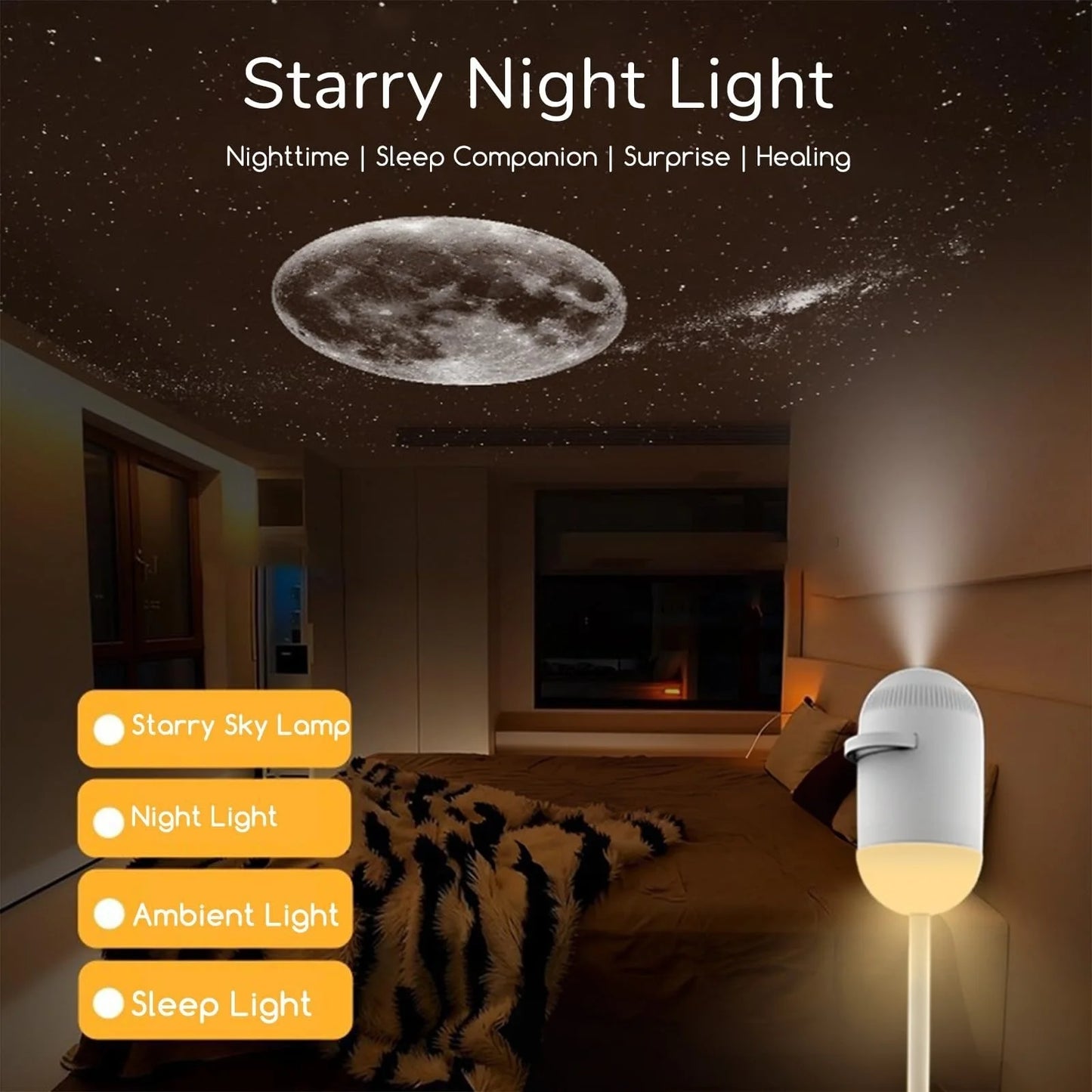 USB Ceiling Moon Earth Projection Ambient Light LED Starry Star Night Light Party Decor Romantic Saturn Galaxy Projector Light