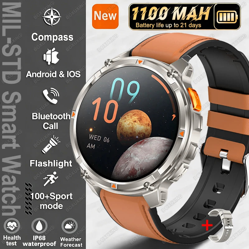 New T-Rex3 Ultra 1100mAh Battery Smart Watch GPS Track Compass IP68 Waterproof Outdoors Sports Military Flashlight Smartwatchse