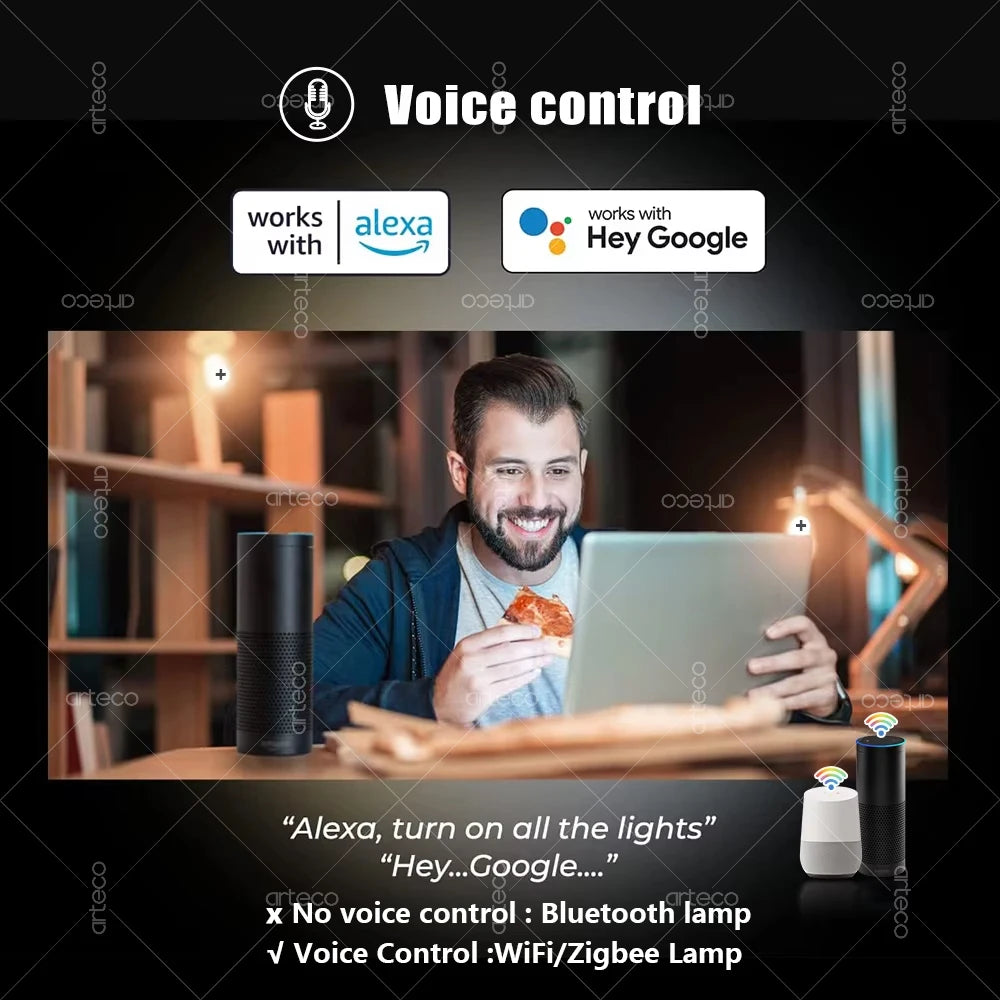 E27 E14 GU10 Bulb WIFI Zigbee Bluetooth,Dimmable Smart LED Lamp 2700-6500K RGB,LED Light Bulb Work With Alexa Amazon Google